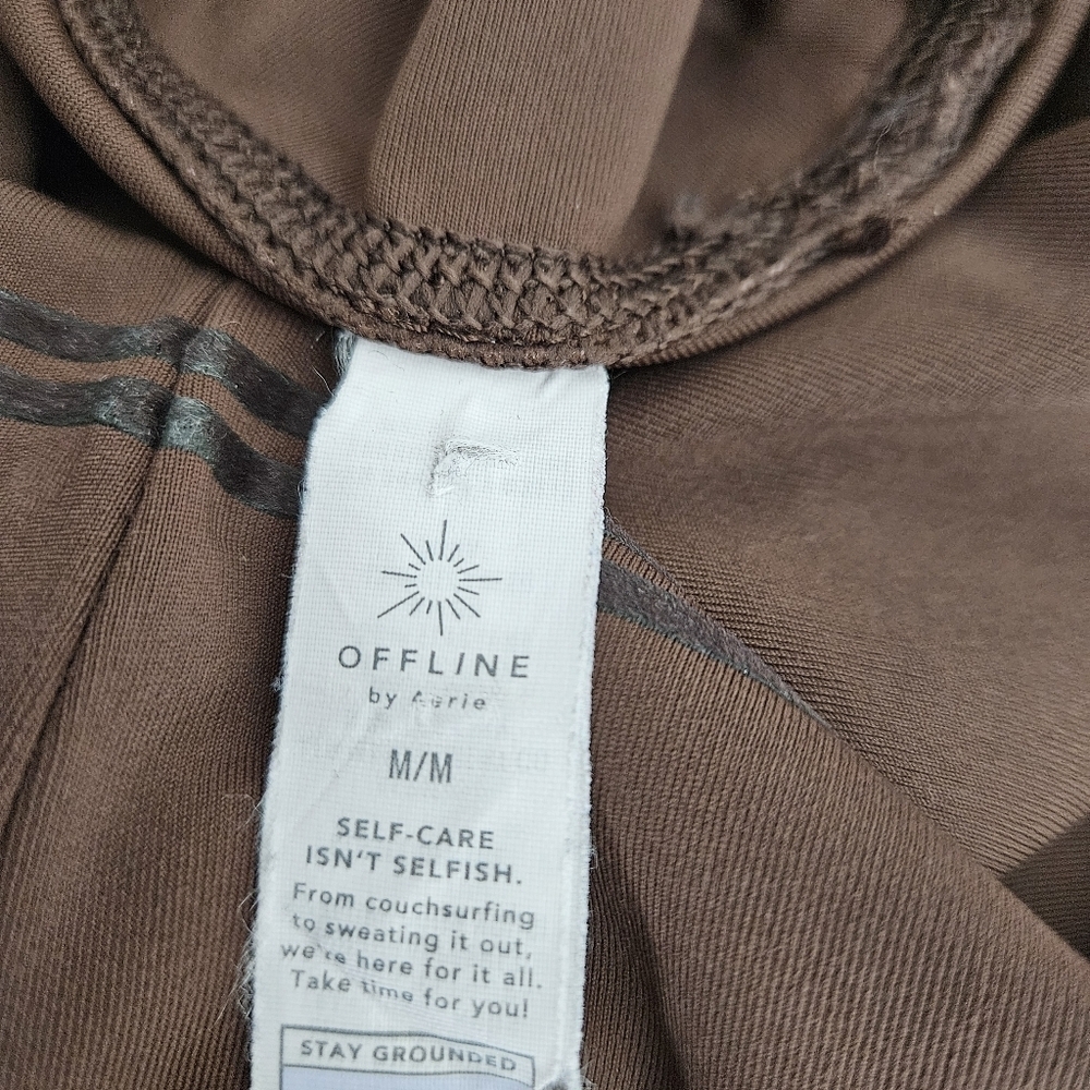 Aerie Offline Real Good 7/8 Leggings Chocolate Brown High Rise Athletic Medium - Picture 5 of 7